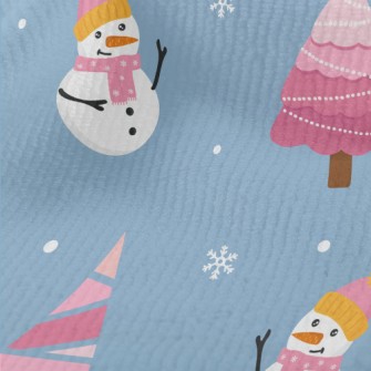 Pink Christmas Tree Snowman Terry