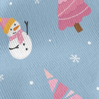 Pink Christmas Tree Snowman Standard Corduroy