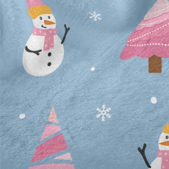 Pink Christmas Tree Snowman Minky