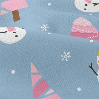 Pink Christmas Tree Snowman Modern Jersey