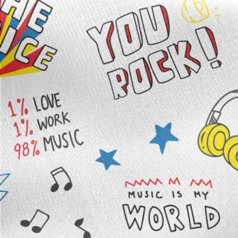 I Love Rock Music Jersey Backed Fleece