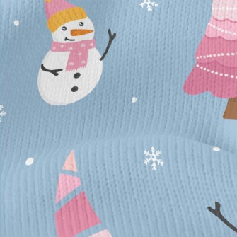 Pink Christmas Tree Snowman Stretch Jersey