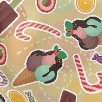 Fruit Popsicle Ice Cream Lightweight Cotton Poplin