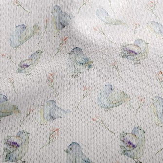 Blue Bird And Flower Athletic Mesh Flat Back