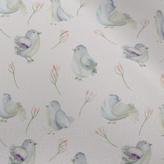 Blue Bird And Flower Chiffon