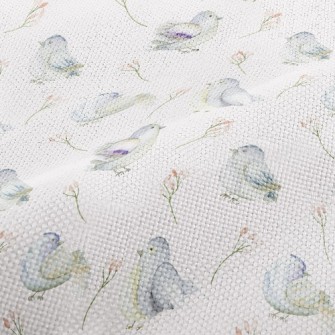 Blue Bird And Flower Performance Linen