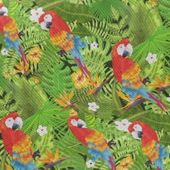 Flowers And Parrots Twill
