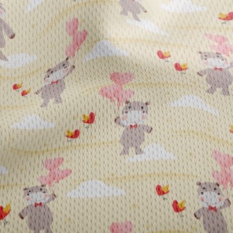 Love Balloon Hippopotamus Athletic Mesh Flat Back