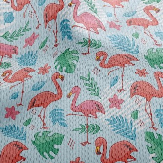 Tropical Leaves Flamingo Athletic Mesh Flat Back