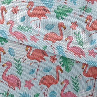 Tropical Leaves Flamingo Waterproof Oxford