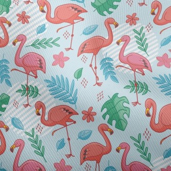 Tropical Leaves Flamingo Dobby