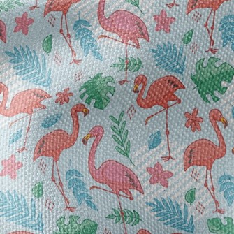 Tropical Leaves Flamingo Waterproof Canvas