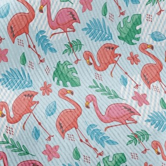 Tropical Leaves Flamingo Standard Corduroy