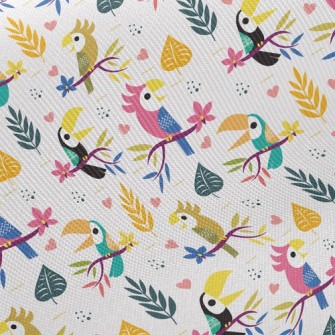 Cute Toucan And Parrot Twill