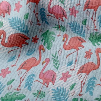 Tropical Leaves Flamingo Terry