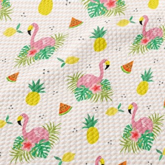 Flowers And Flamingos Birdseye Piqué