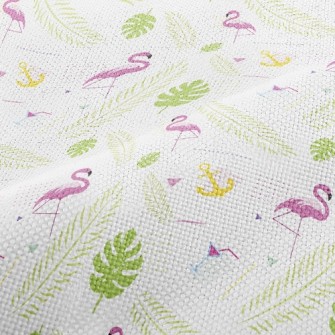 Green Leaf Flamingo Performance Linen