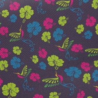 Hibiscus Flower And Hummingbir Twill