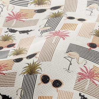 Retro Style Flamingo Performance Linen