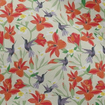 Hummingbird On Orange Flower Chiffon