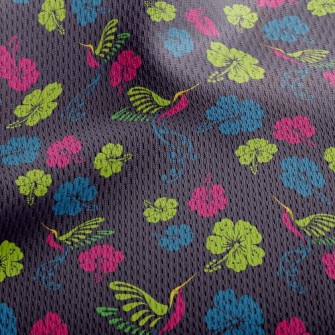 Hibiscus Flower And Hummingbir Athletic Mesh Flat Back