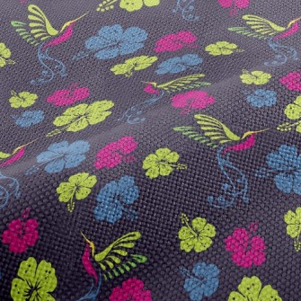 Hibiscus Flower And Hummingbir Performance Linen