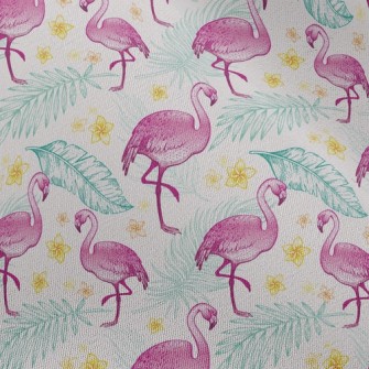 Green Leaves And Flamingos Chiffon