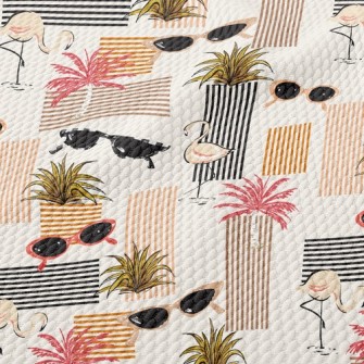 Retro Style Flamingo Birdseye Piqué