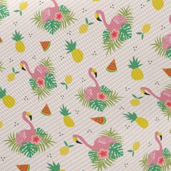 Flowers And Flamingos Twill