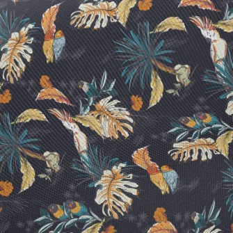 Tropical Plants And Parrots Twill