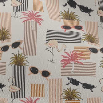 Retro Style Flamingo Chiffon