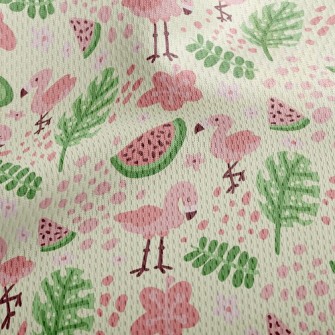 Watermelon And Flamingo Athletic Mesh Flat Back