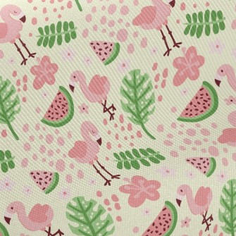 Watermelon And Flamingo Twill