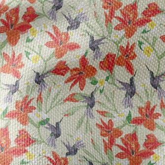 Hummingbird On Orange Flower Waterproof Canvas