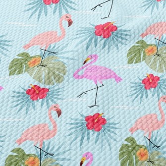 Hibiscus And Flamingo Birdseye Piqué
