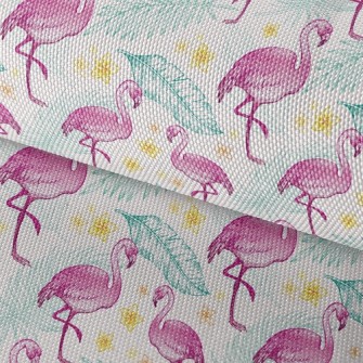 Green Leaves And Flamingos Waterproof Oxford