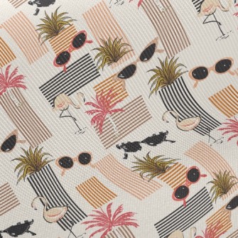 Retro Style Flamingo Twill