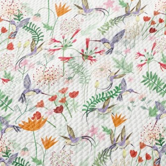 Hummingbird In The Garden Birdseye Piqué