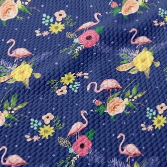 Flamingos And Flowers Birdseye Piqué