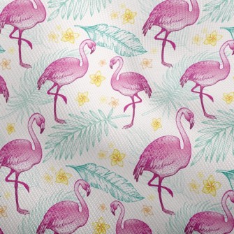 Green Leaves And Flamingos Dobby