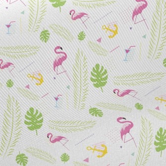 Green Leaf Flamingo Twill