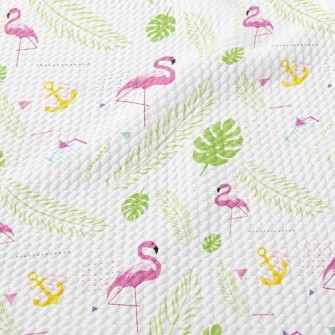 Green Leaf Flamingo Birdseye Piqué