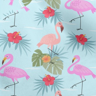 Hibiscus And Flamingo Micro Fleece