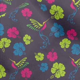 Hibiscus Flower And Hummingbir Micro Fleece