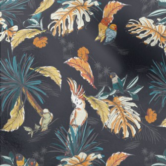 Tropical Plants And Parrots Micro Fleece