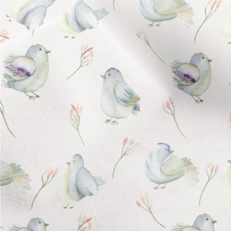 Blue Bird And Flower Micro Fleece