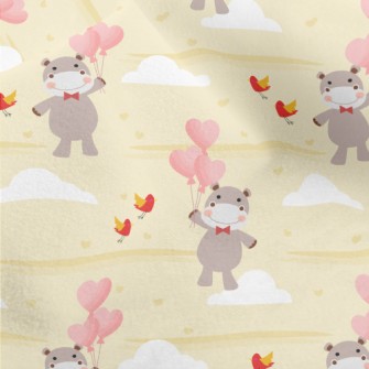 Love Balloon Hippopotamus Micro Fleece