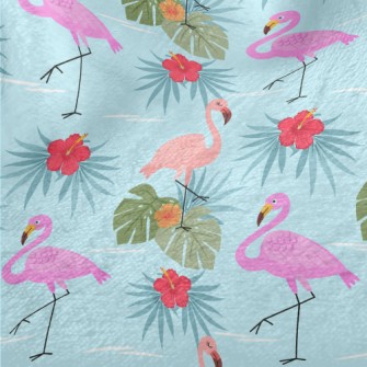 Hibiscus And Flamingo Minky
