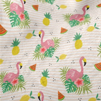 Flowers And Flamingos Minky