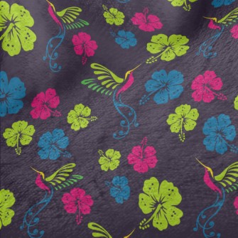 Hibiscus Flower And Hummingbir Minky